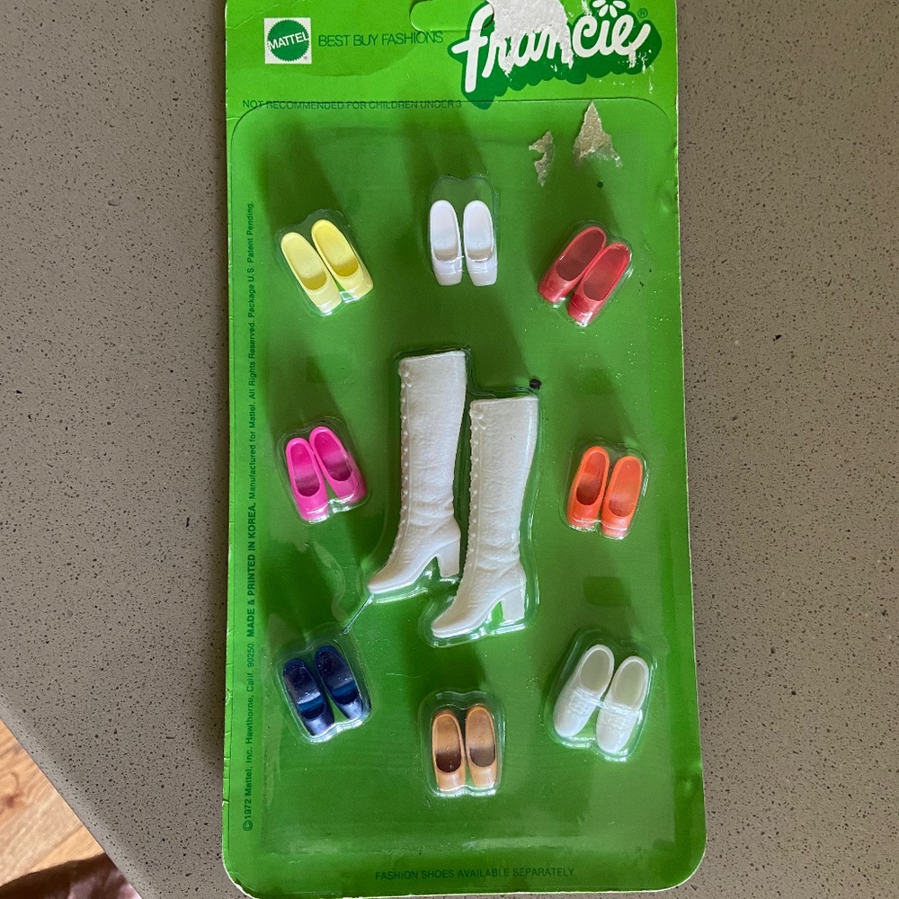 Vintage Francie boots and shoes! Unopened! MINT! Barbie cousin